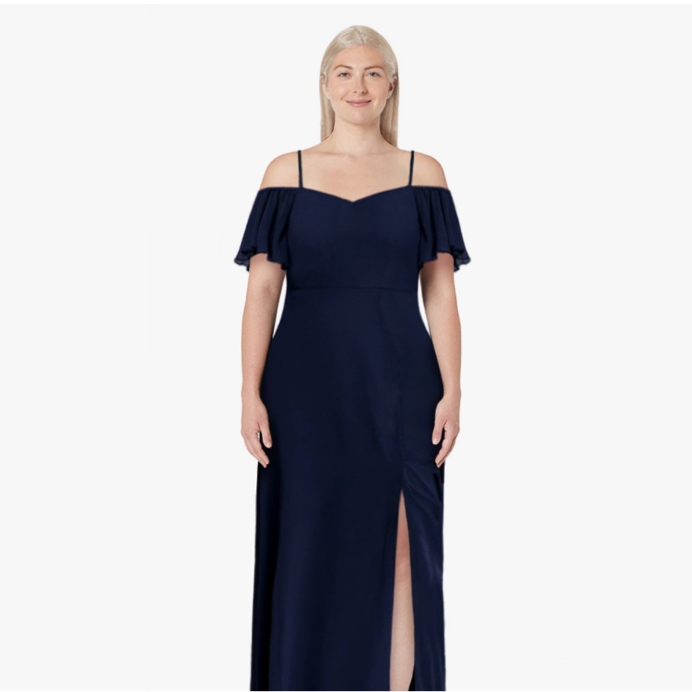 Elegant Navy Off-Shoulder Dress
